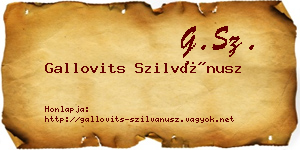 Gallovits Szilvánusz névjegykártya